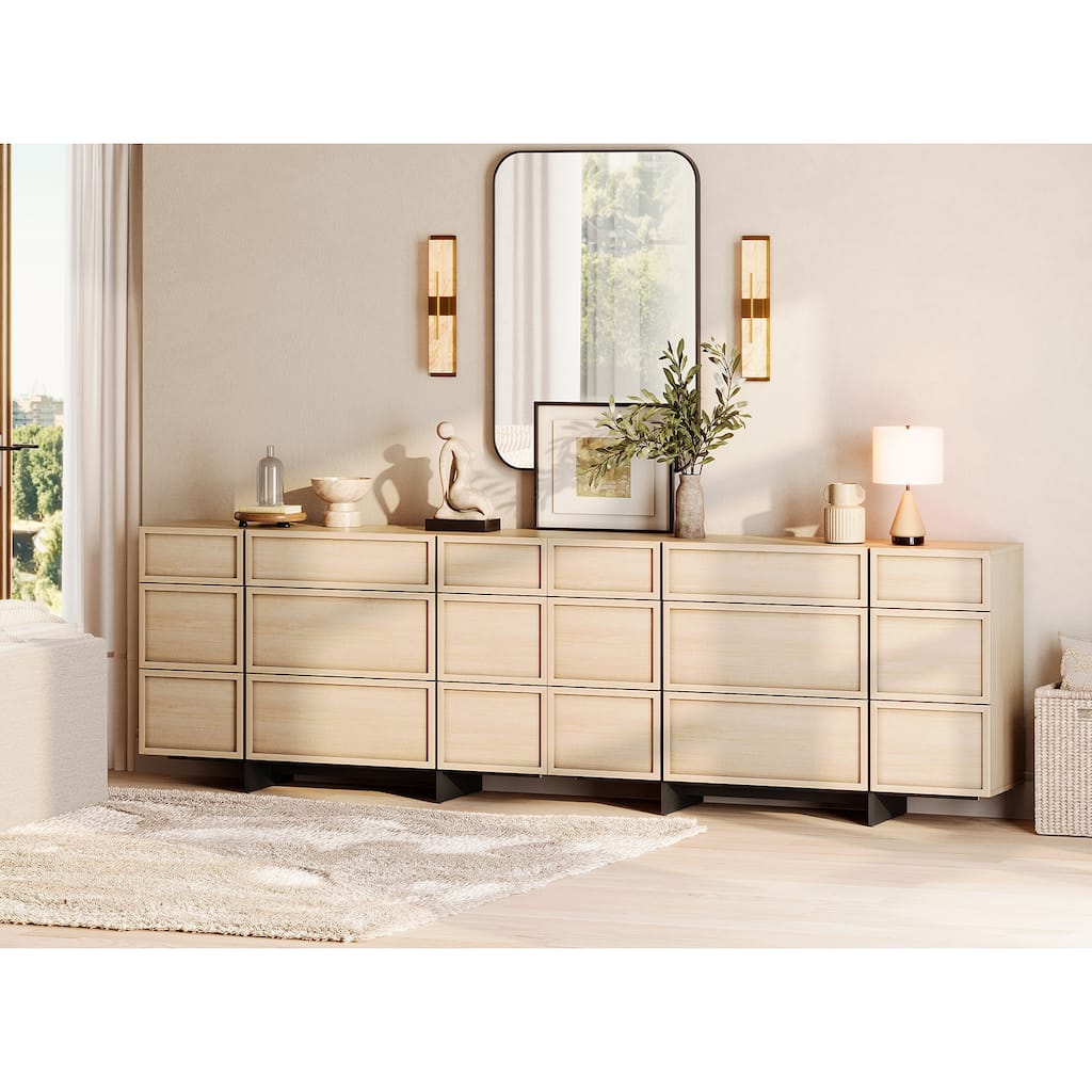 WAMPAT Modern Dresser for Bedroom, Wooden Chest of Drawers with T-Shaped Wood Legs