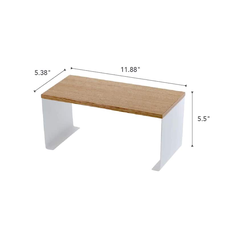 Yamazaki Home Stackable Countertop Shelf - Two Sizes, Steel and Wood, Small, Stack up to two, Holds 8.8 lbs