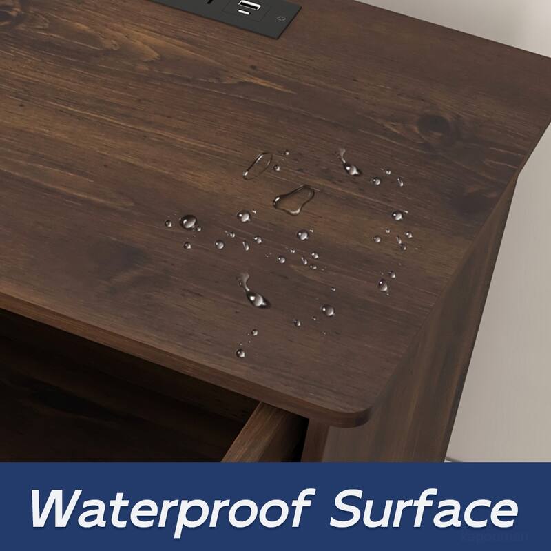 Nightstand with Charging Station,2 USB,Type C,Drawer,Adjustable Shelf
