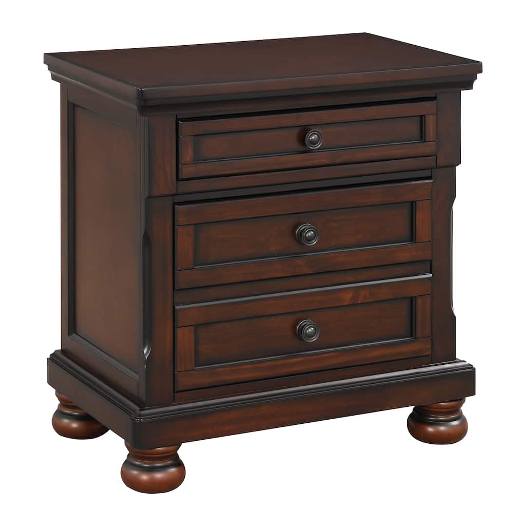 Classic Transitional Nightstand Birch Veneer Hidden Drawer Bun Feet Bedroom Furniture