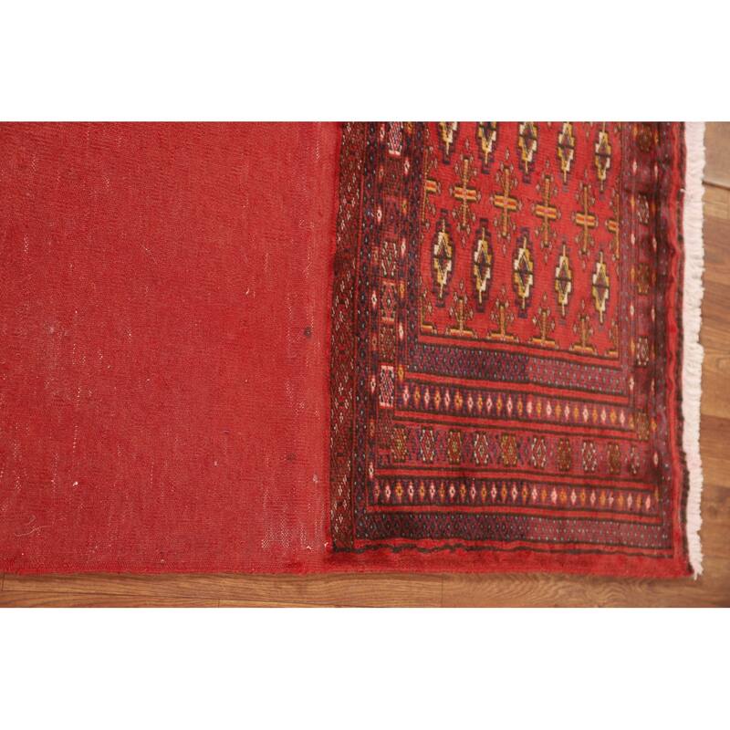 Geometric Turkoman Persian Square Rug Hand-Knotted Wool Carpet - 3'4" x 3'4"