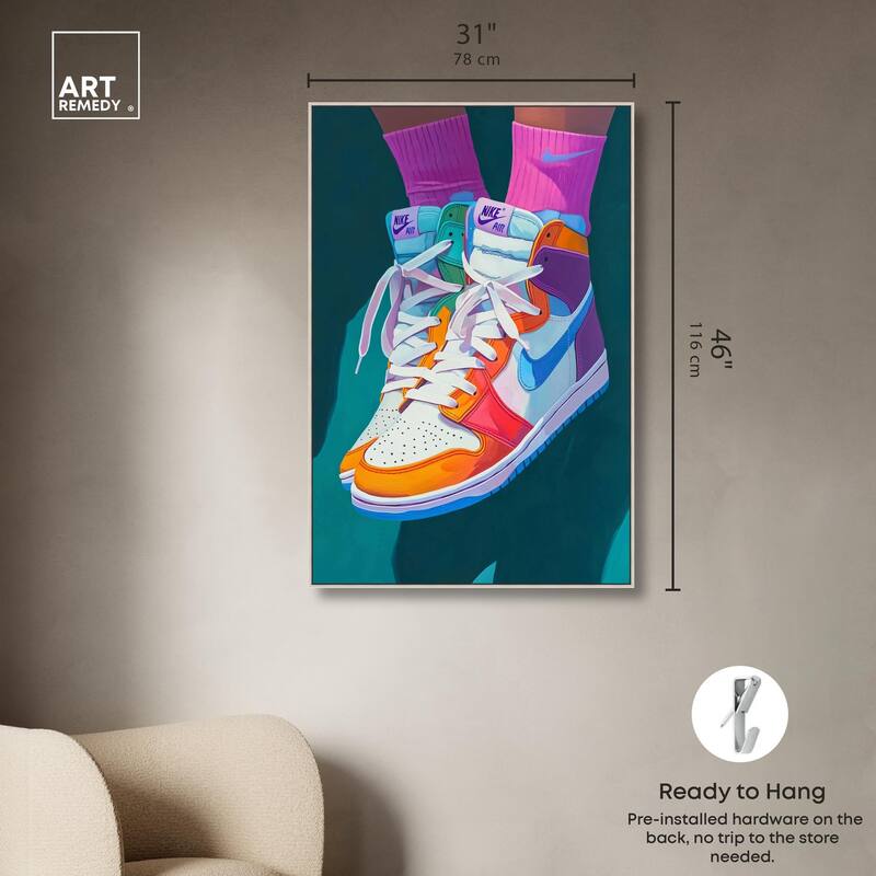 Colorful Sneaker Jump Canvas by Art Remedy