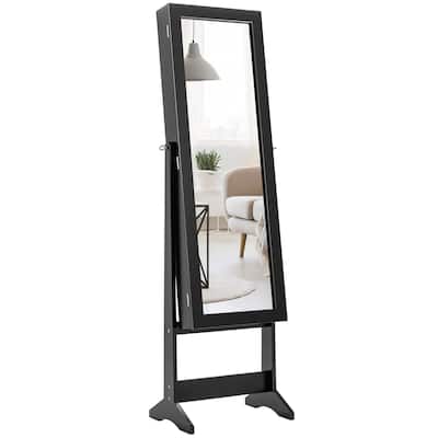 Gymax Vanity Mirror Tilting Jewelry Cabinet Organizer Storage Box - See Details