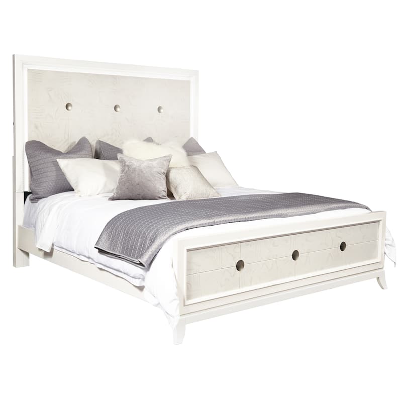 Melrose King Panel Bed with LED Lights in a White Finish