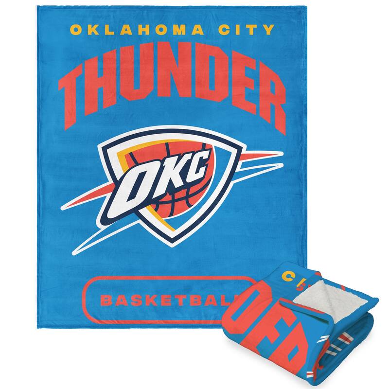 NBA High Block Silk Touch Sherpa Throw Blanket - 50" x 60" - Oklahoma City Thunder