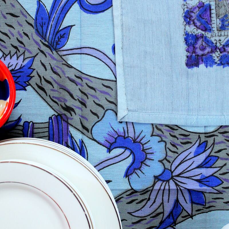 Vibrant Cotton Floral Tree Of Life Tablecloth Collection