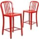 preview thumbnail 56 of 116, 2 Pack 24'' High Metal Indoor-Outdoor Counter Height Stool w/ Vertical Slat Back