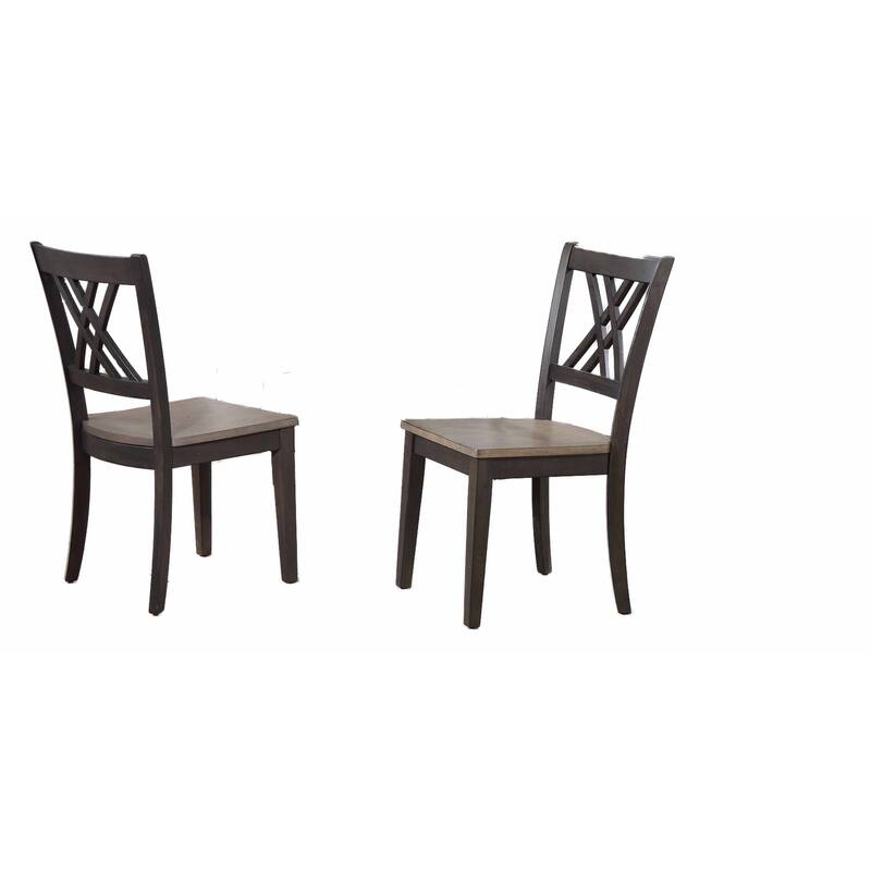 42"x64"x82" Double Pedestal Deco Antique Grey Stone/Black Stone Double X-Back 7-Piece Dining Set