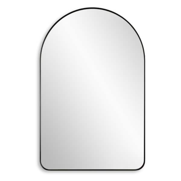 slide 2 of 8, Copper Grove Satin Black Arched Floating Wall Mirror