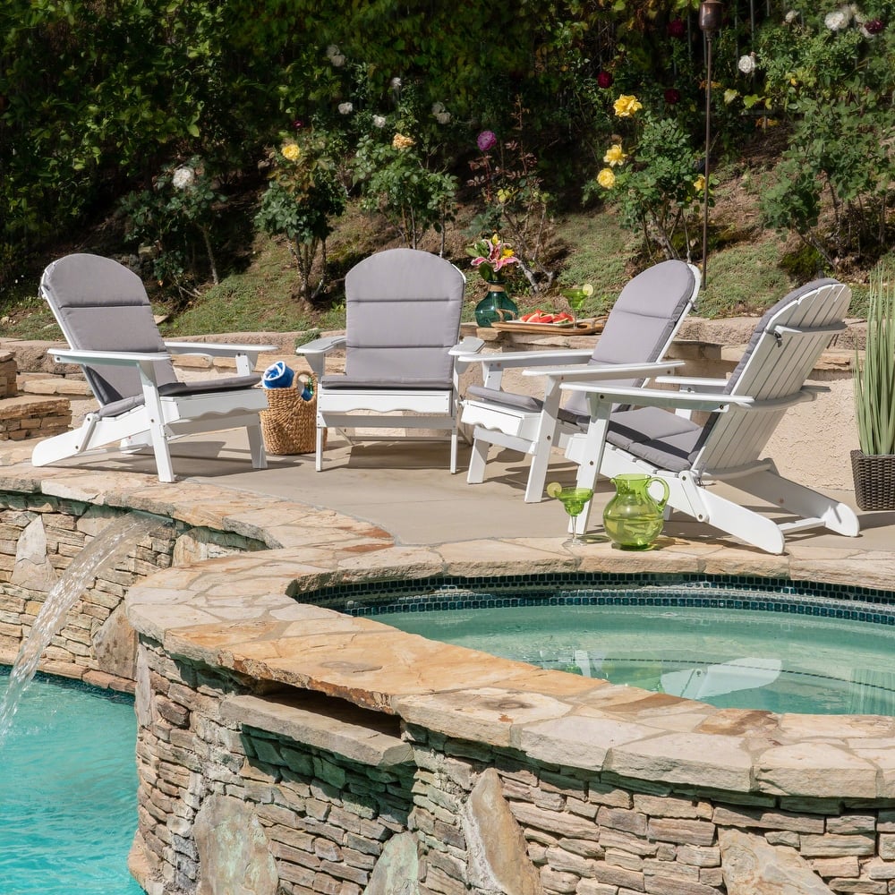 Malibu Outdoor Acacia Wood Folding Adirondack Chairs with Cushions (Set of 4) by Christopher Knight Home