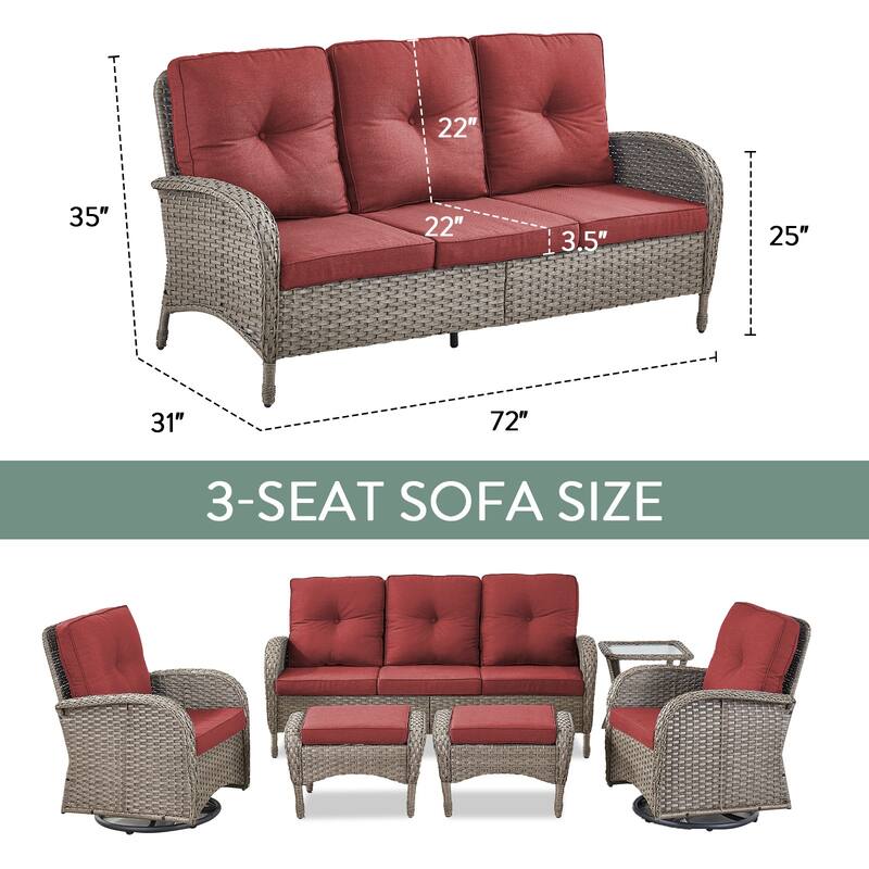 Outdoor Wicker Patio Couch 3 Seats Sofa with Cushion