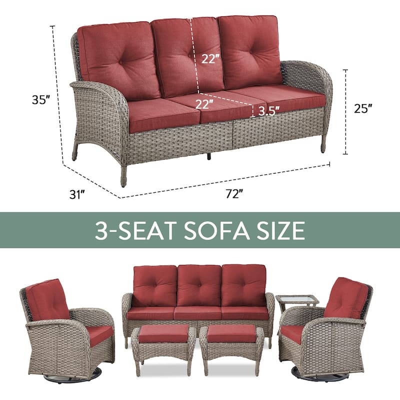Outdoor Wicker Patio Sofa with Deep Seating