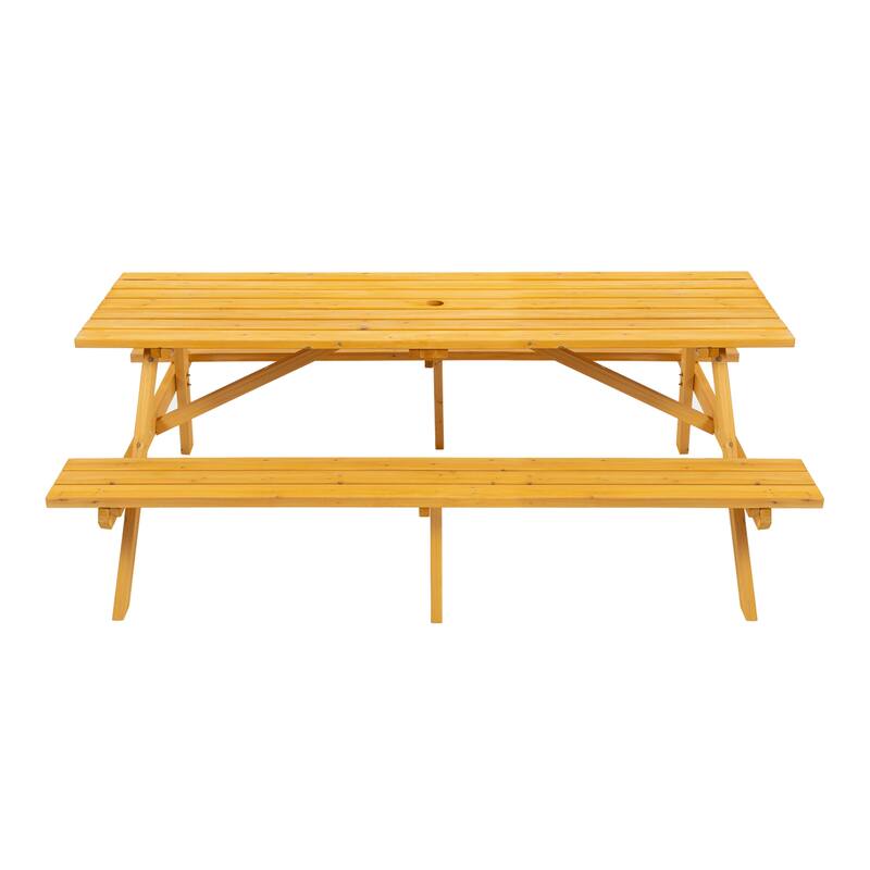 8 Person Wooden Picnic Table - Outdoor Camping Dining Table with 2 Built-in Benches, DIY, 2220 lb Capacity