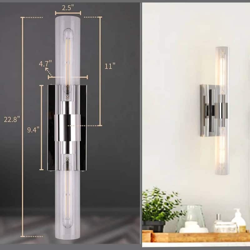KAYLA Modern Glass Wall Sconces, Indoor Wall Lighting Wall Light Fixtures, Vanity Light with Glass Shade(2-Sets)