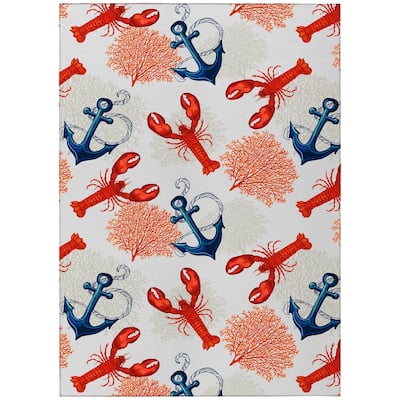 Indoor/Outdoor Harpswell Lobster Anchor Washable Rug