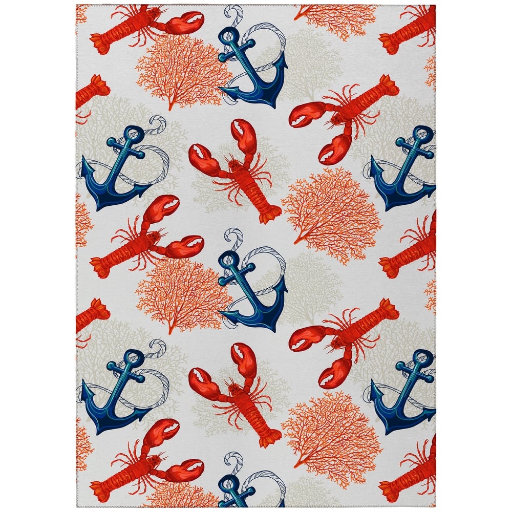 Indoor/Outdoor Harpswell Lobster Anchor Washable Rug