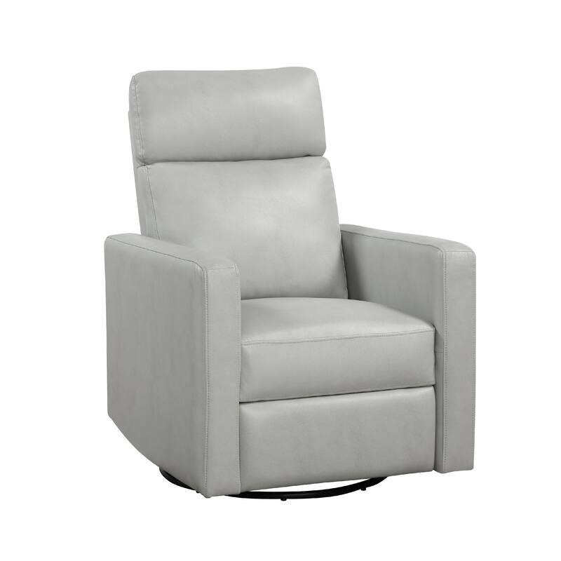 Yujo Recliner Chair, Manual, 30 Inch, Gray Faux Leather, 360 Swivel