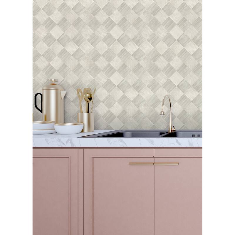 A-Street Prints Thriller Light Grey Wood Tile Wallpaper