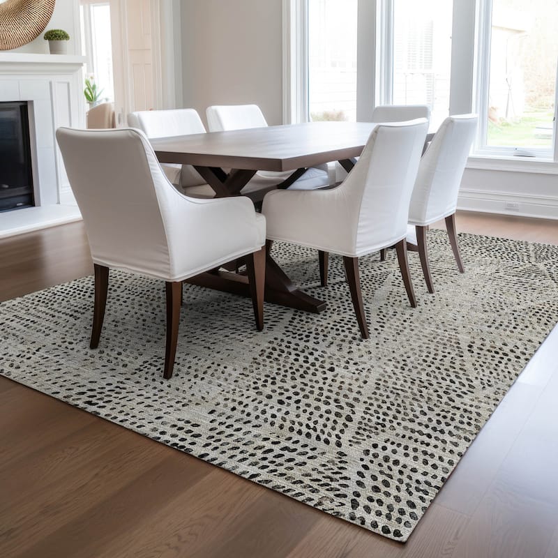 Machine Washable Indoor/ Outdoor Chantille Modern Diamonds Rug - Gray - 10' x 14'