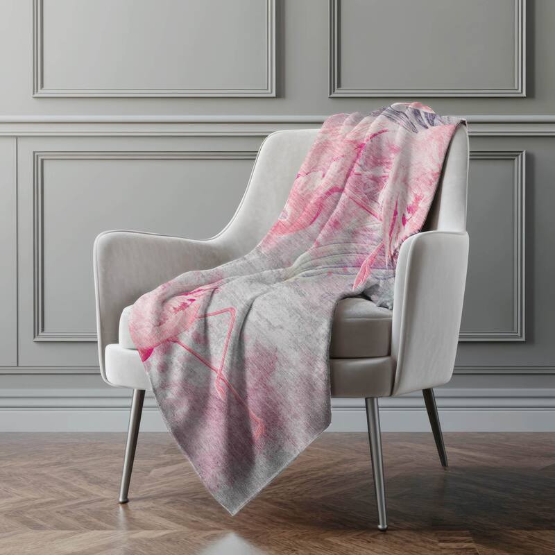 Premium Machine Washable ASB197 Flamingo Sherpa Throw Blanket