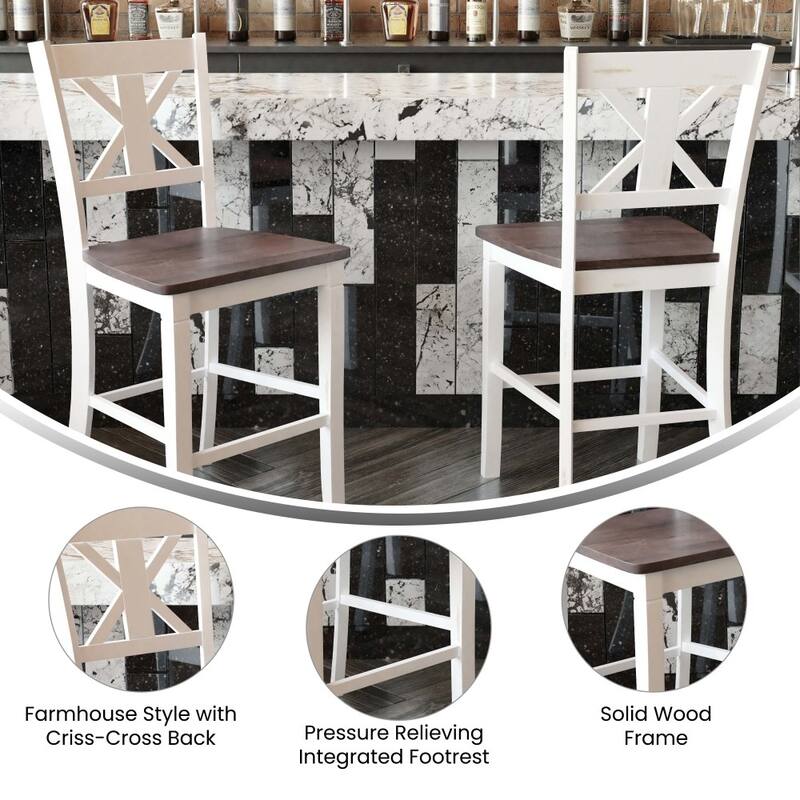 Modern Farmhouse Wooden Counter Stools
