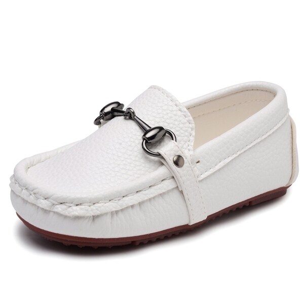 UBELLA Toddler Boys Girls Soft Split Leather Slip-On Loafer Boat Dress Shoes