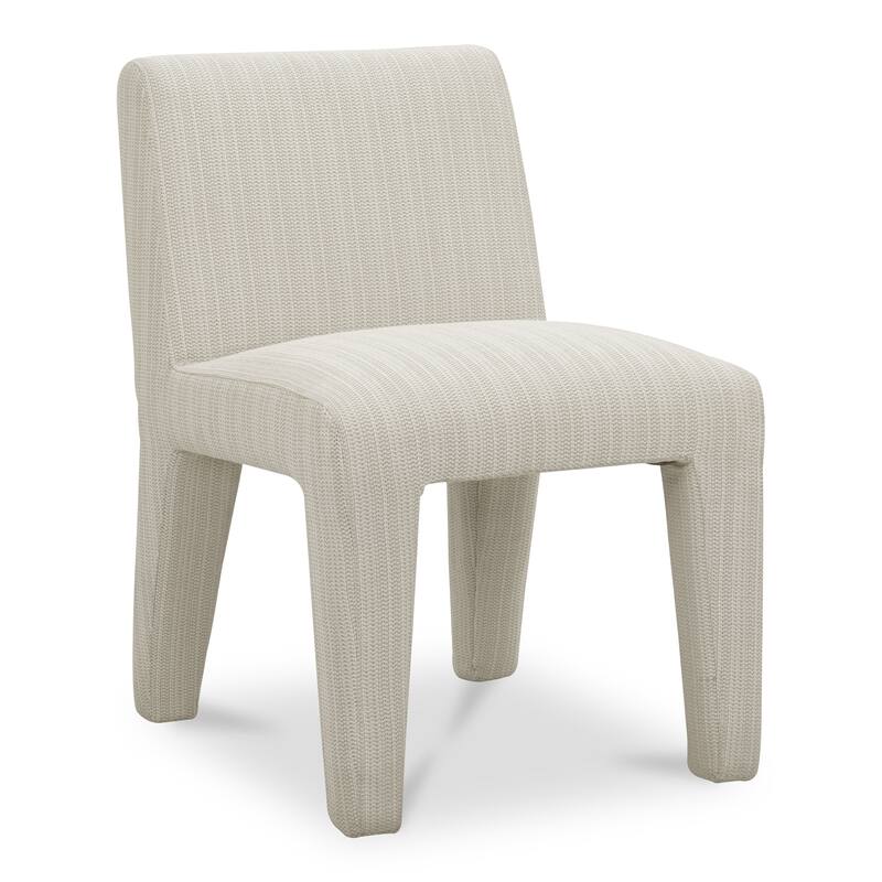 NADAAL STUDIOS Elion Dining Chair, Overly Padded Design, Aluminum Frame, Cream Olefin Fabric