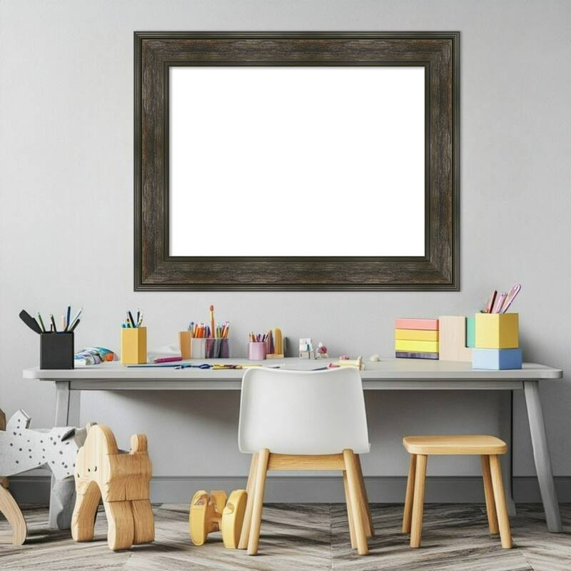 Amanti Art Rail Rustic Char Framed Dry Erase Magnetic Board