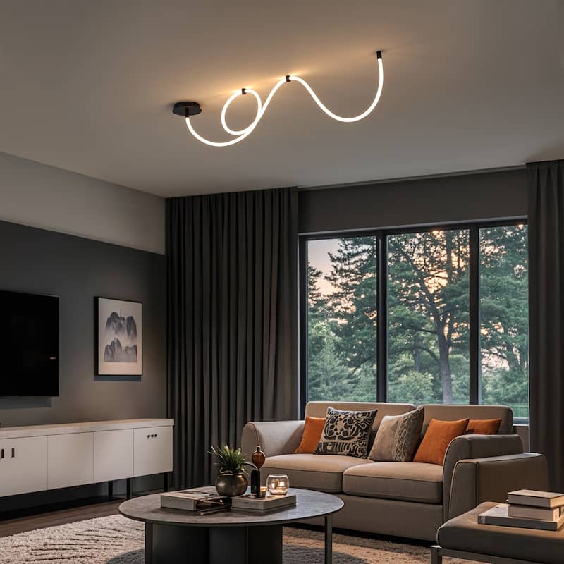 Adjustable Silicone Neon Rope LED Flush Mount, Dimmable, By JONATHAN Y