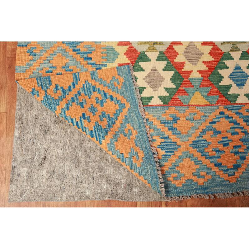 Reversible Kilim Oriental Rug Hand-Woven Tribal Reversible Wool Carpet - 10'0"x 12'10"