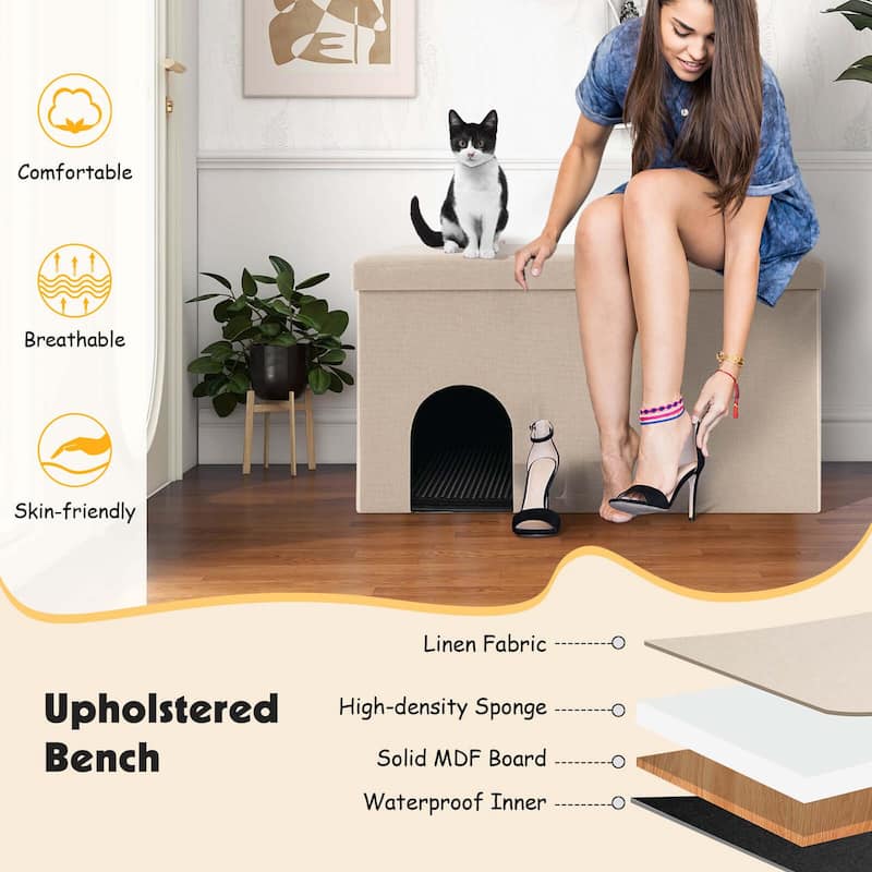 Costway Cat Litter Box Enclosure Hidden Furniture Cat Washroom Shoe - See Details