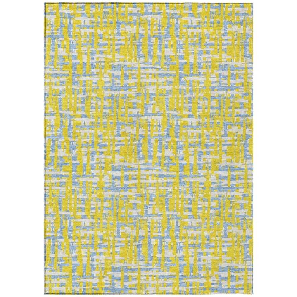 Machine Washable Indoor/ Outdoor Modern Crosshatch Chantille Rug