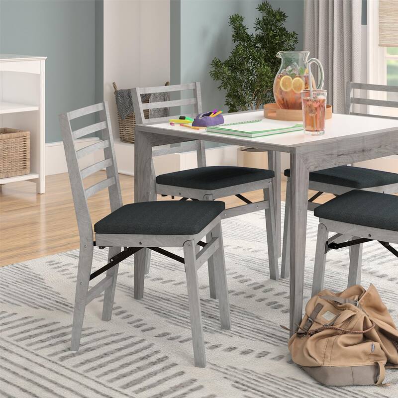 COSCO Contoured Back Wood Folding Chair with Fabric Seat, 2-Pack