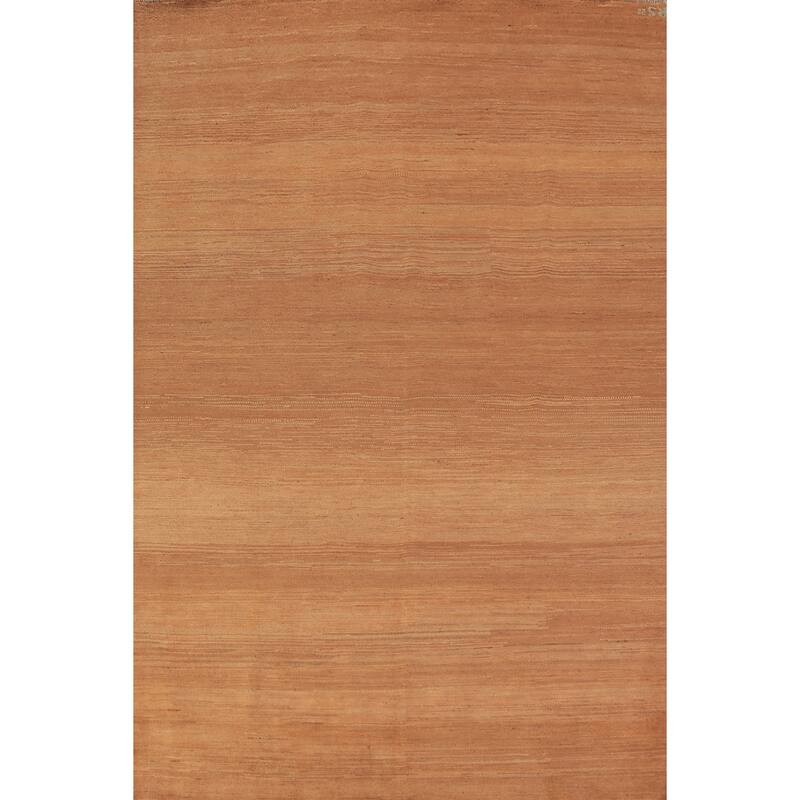 Modern Gabbeh Oriental Area Rug Hand-Knotted Solid Wool Carpet - 6'0" x 8'10"