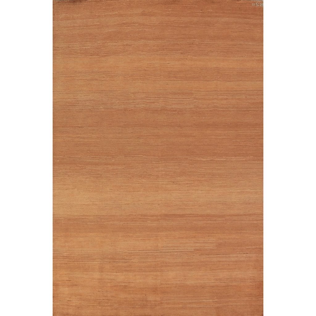 Modern Gabbeh Oriental Area Rug Hand-Knotted Solid Wool Carpet - 6'0" x 8'10"