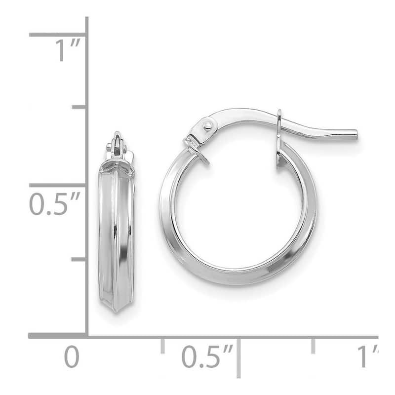 Curata 14k White Gold Polished 3mm Hoop Earrings