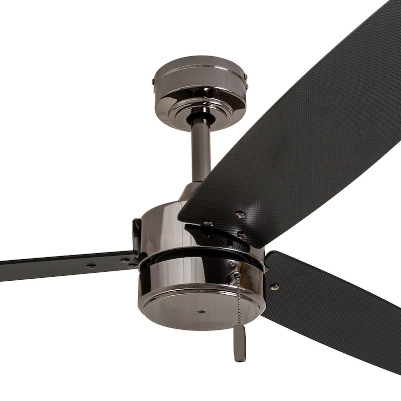 52" Prominence Home Journal Gun Metal Contemporary Indoor/Outdoor Ceiling Fan, Damp Rated with Pull Chains - 52-inch
