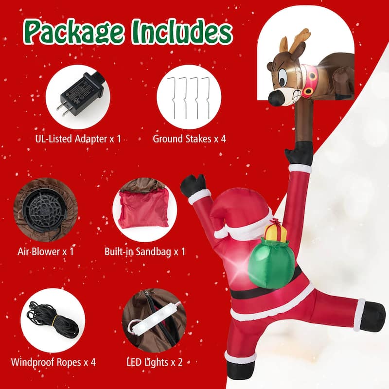 Costway 8.5 FT Christmas Inflatable Reindeer & Climbing Santa Claus, - See Details