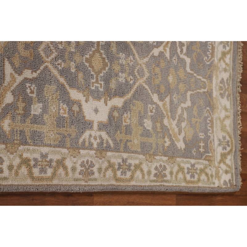 Gray Oushak Indian Runner Rug Handmade Wool Carpet - 2'7"x 11'7"