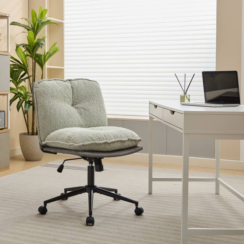 Elegant Design 360°Rolling Swivel Upholstered Desk Chair - Gray