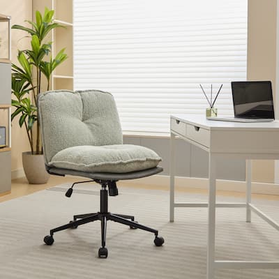 Oversize Seat Cirss Cross Chair with Wheels, Elegant Design Computer Chair, Adjustable Height 360° Rolling Swivel Office Chair