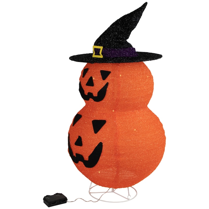 34" Pop-up Jack-O-Lanterns with Witch's Hat Outdoor Halloween Decoration
