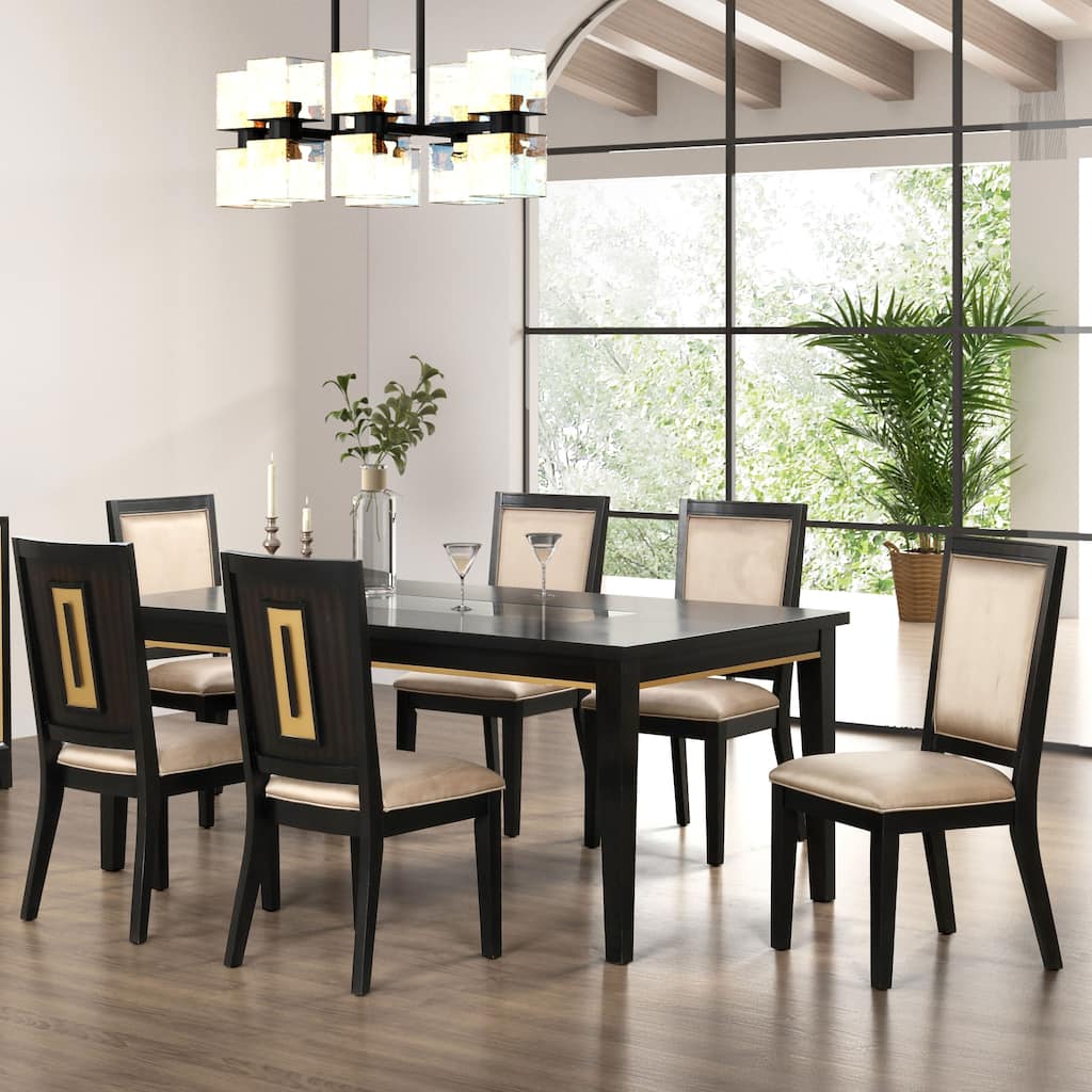 Furniture of America Nyx Modern 7-Piece Espresso Solid Wood Dining Set