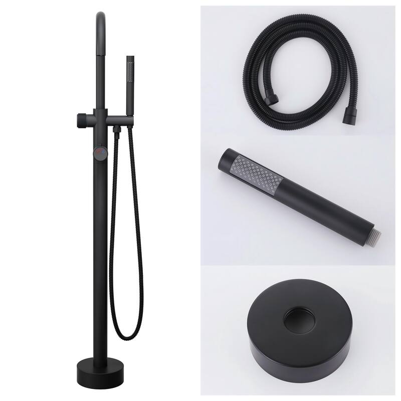 Modland 46'' Outdoor Shower System 316 Stainless Steel Thermostatic Freestanding Poolside Faucet with Swivel Spout - 46'' H