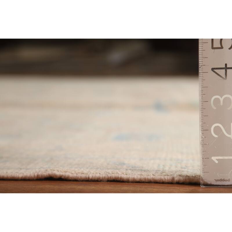 Floral Pink Oushak Turkish Area Rug Hand-Knotted Wool Carpet - 9'7"x 12'0"