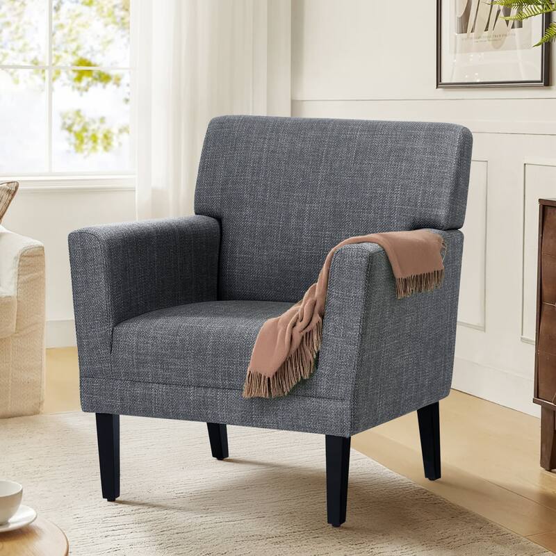 Modern Upholstered Armchair - Plush Fabric Accent Chair for Living Room & Bedroom