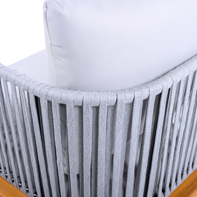 Christopher Knight Home - Evelyn Patio Outdoor Acacia Wood Rope Sofa Set