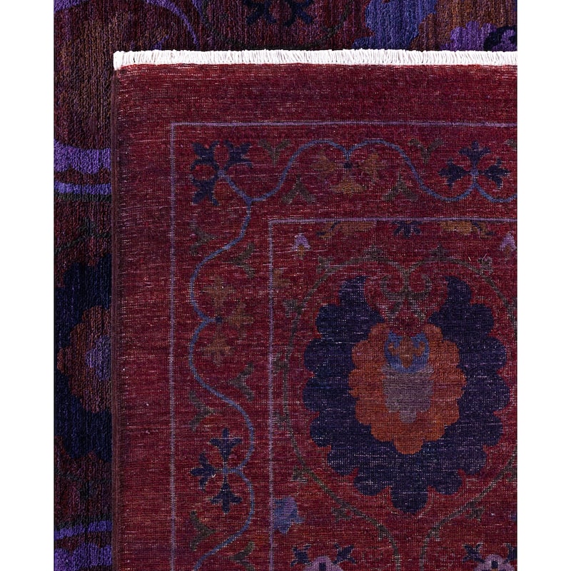 Overdyed One-of-a-Kind Hand-Knotted Square Area Rug - Red - 12' 1" x 12' 4"