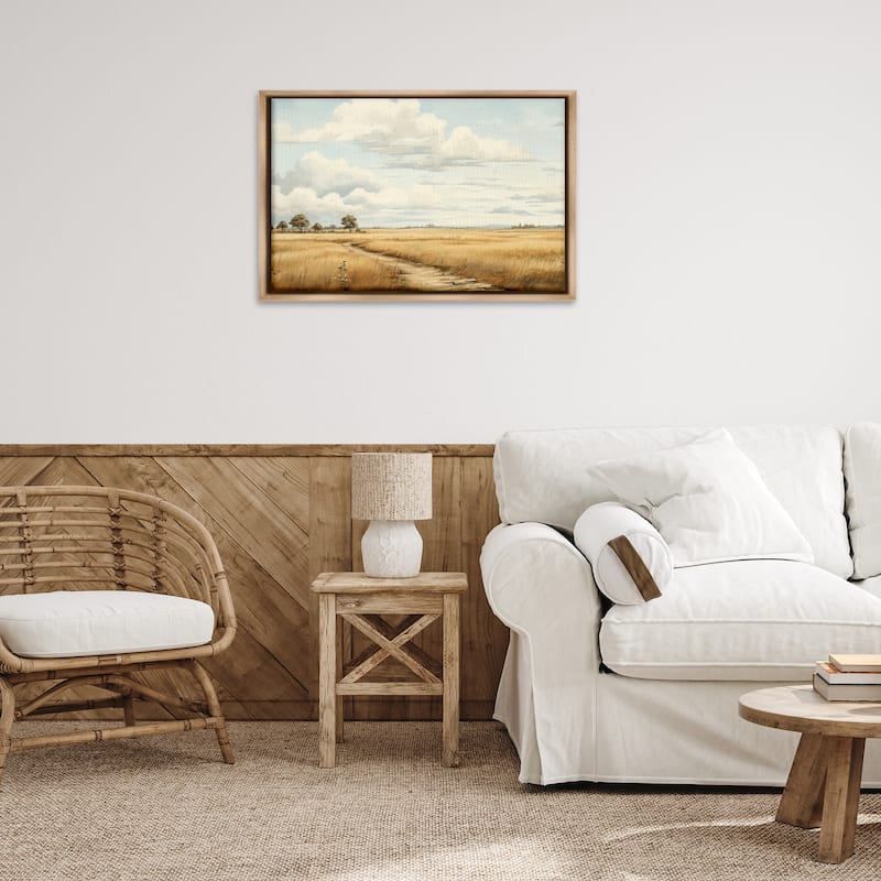 Stupell Path Through Vast Grassland Framed Floater Canvas Wall Art Design By LSR Creative Studio