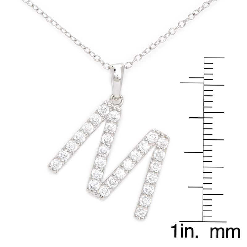 Victoria Townsend .925 Sterling Silver Cubic Zirconia Initial Necklace - M